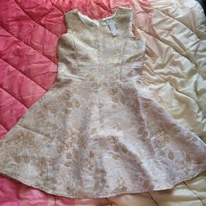 Place Kids Floral Dress in Gold and Cream